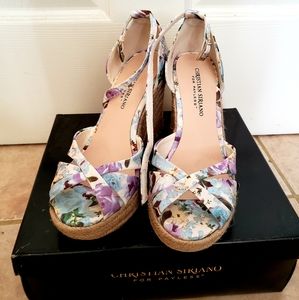 Christian Siriano Floral Wedges